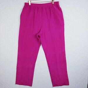 Vintage Regina Porter 100% Silk Pants Trousers Hot Pink size S Relaxed Colorful